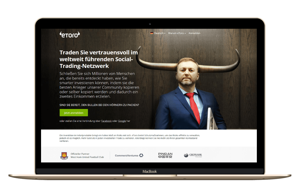 eToro-Startseite-und-Handelsplattform