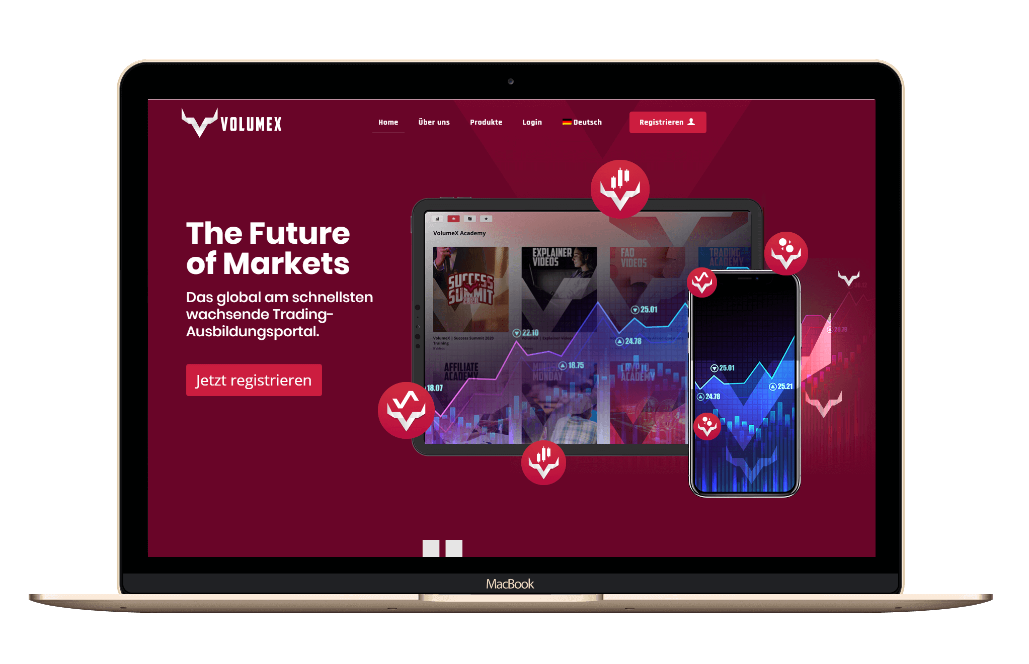 VolumeX Homepage und Plattform
