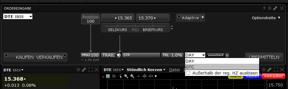 Trailing Stop Loss Gültigkeit (Day or GTC)