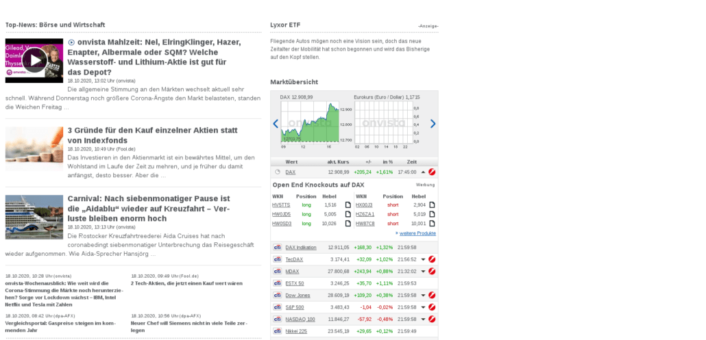 Börsensoftware - Die Onvista Webseite